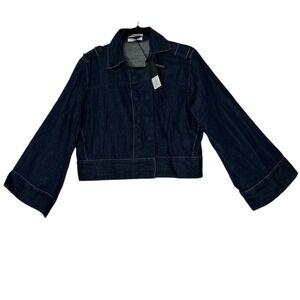 One Teaspoon Denim Jean Jacket Women's Small Blue Pockets‎ Wide Sleeve Crop New